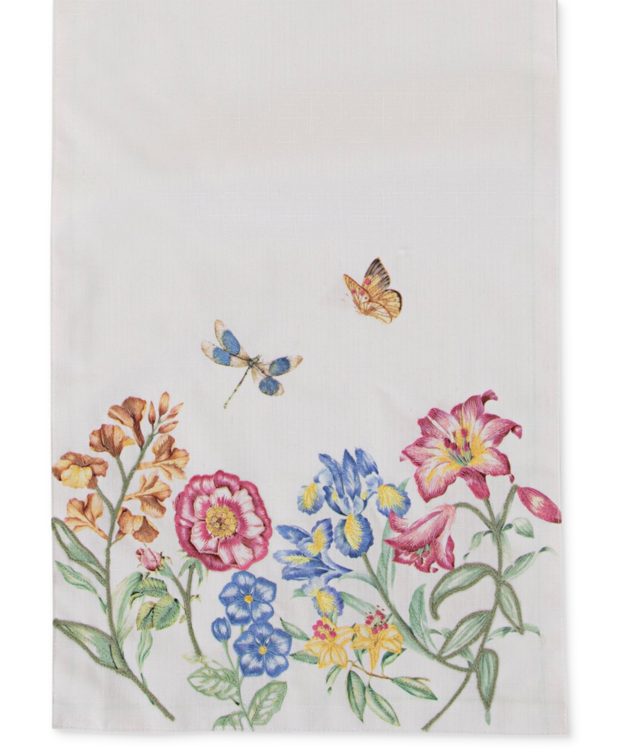 Lenox Butterfly Meadow Garden Embroidered Runner In White Multi