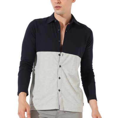 Men's Colourblocked Collared Casual Shirt