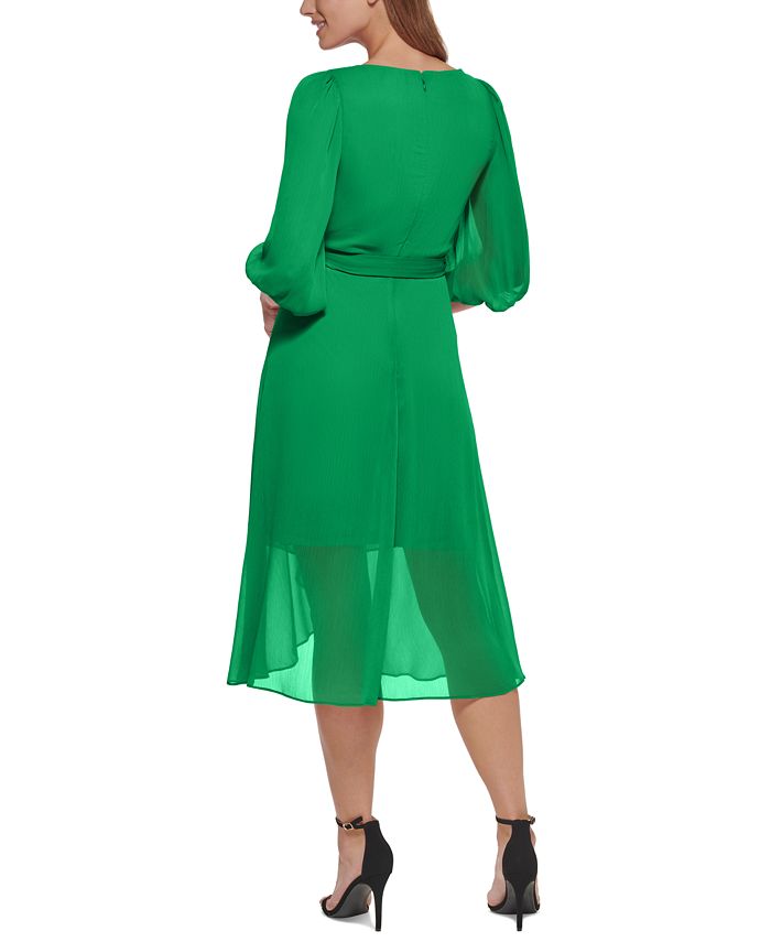 DKNY Women's Chiffon 3/4-Sleeve Midi Dress - Macy's