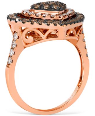 GODIVA x Le Vian&reg; Chocolate Diamond & Nude Diamond Heart Halo Cluster Ring (1-1/4 ct. t.w.) in 14k Rose Gold