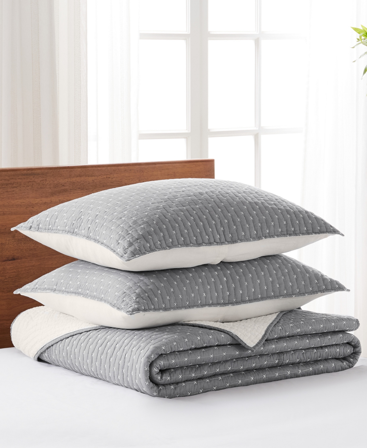 Levtex Cross Stitch Stitching 2-pc. Bedspread Set, Twin/twin Xl In Ochre