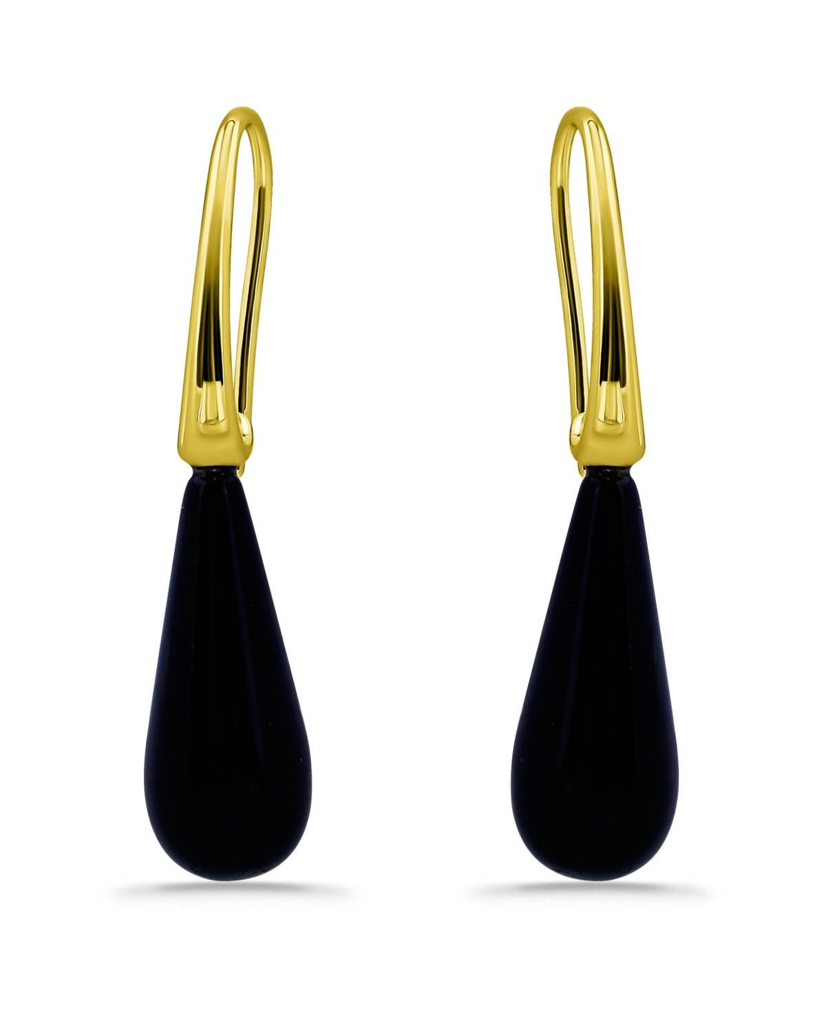 Macy's 14k Gold Plated Multi Genuine Stone Teardrop Earrings In Onyx