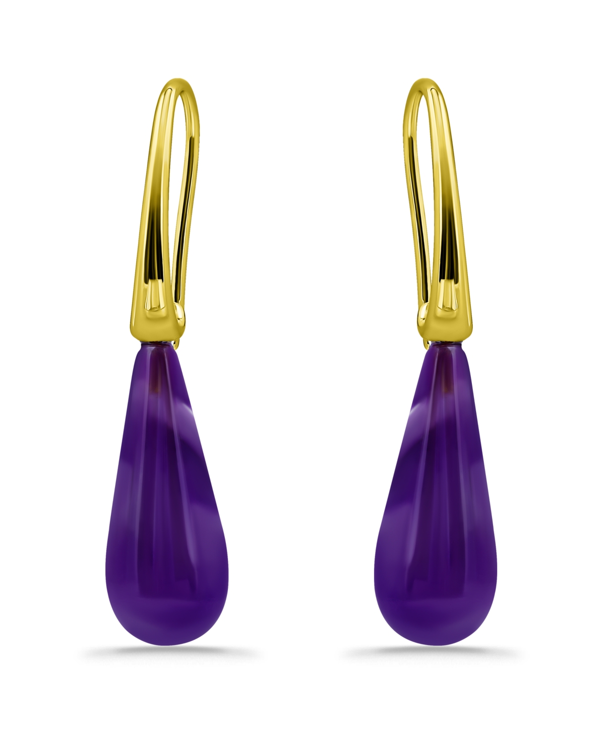 Macy's 14k Gold Plated Multi Genuine Stone Teardrop Earrings In Amethyst