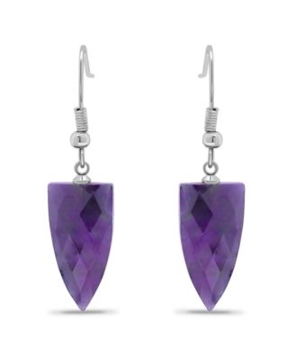 Silver Plated Multi Genuine Stone Drop Earrings
