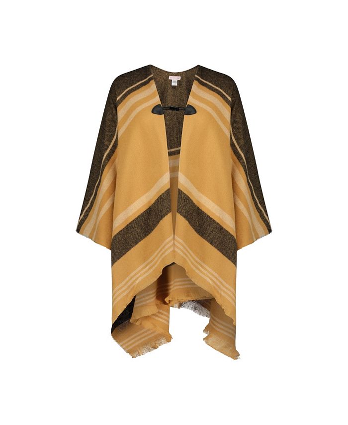 Rampage Women's Striped Woven Ruana Open Front Shawls Stylish Wrap