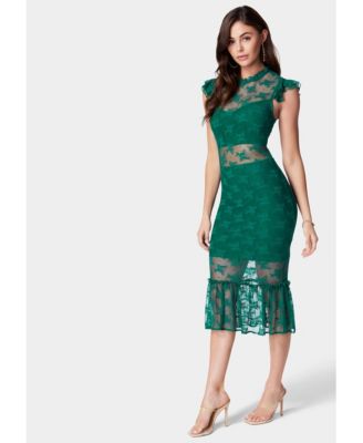 Women's Illusion Lace Midi Dress