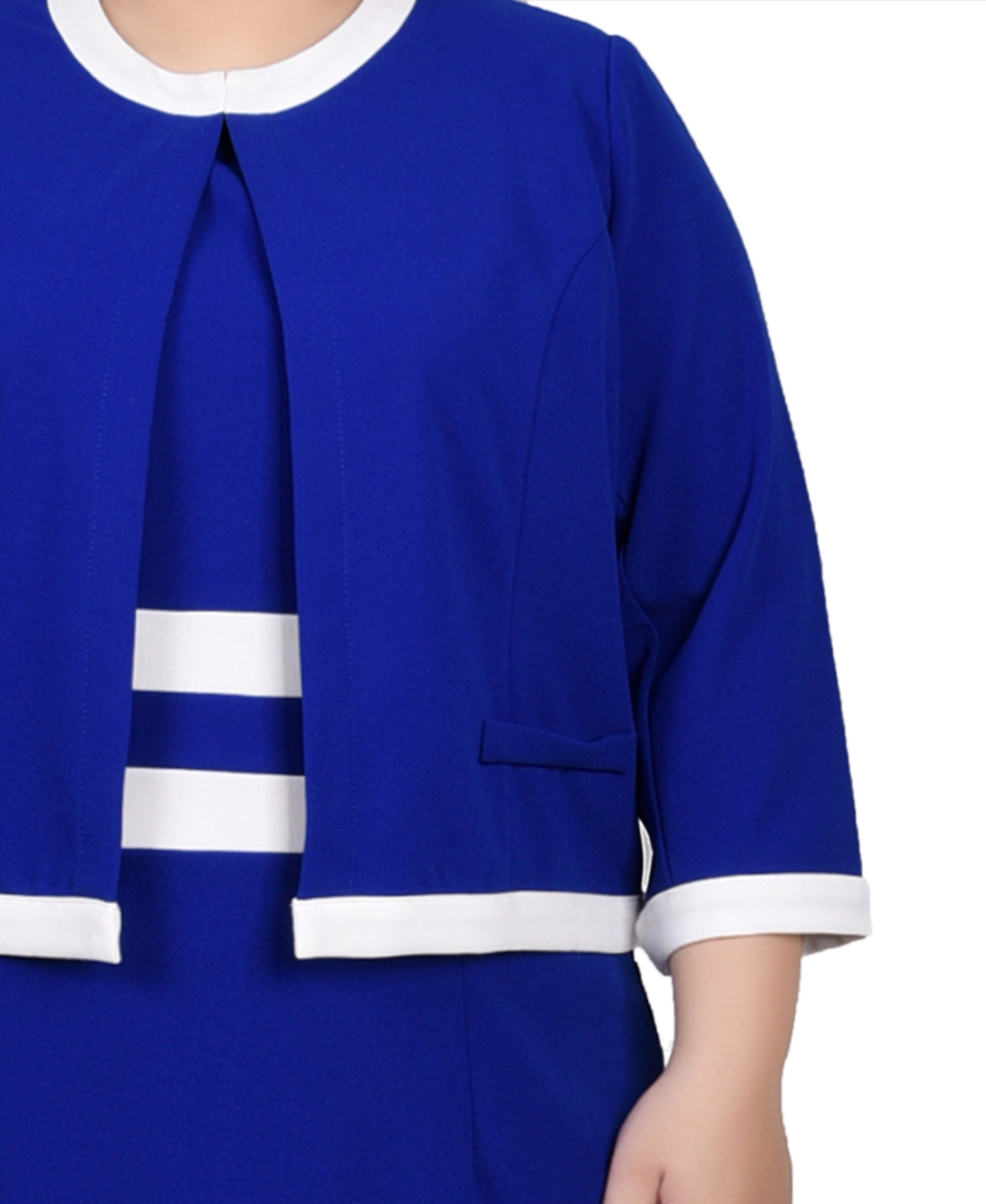 Ny Collection Plus Size Elbow Sleeve Colorblocked Dress, 2 Piece Set