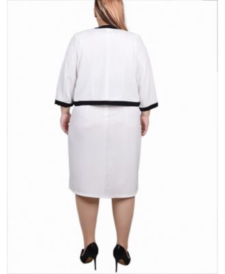 Plus Size Elbow Sleeve Colorblocked Dress, 2 Piece Set