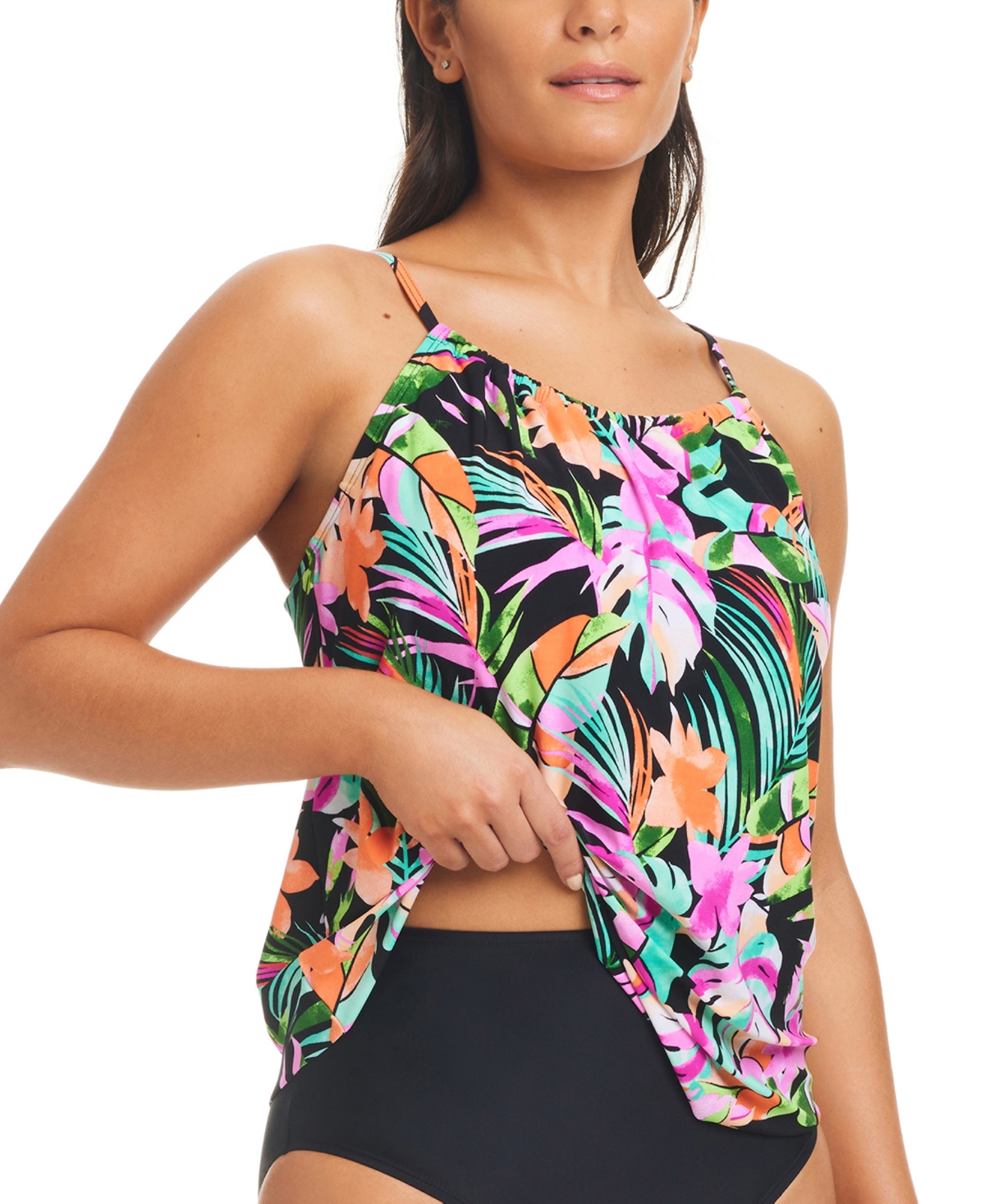 Shop Beyond Control Women's Bora Bora Bay High-neck Tankini Top In Black Multi