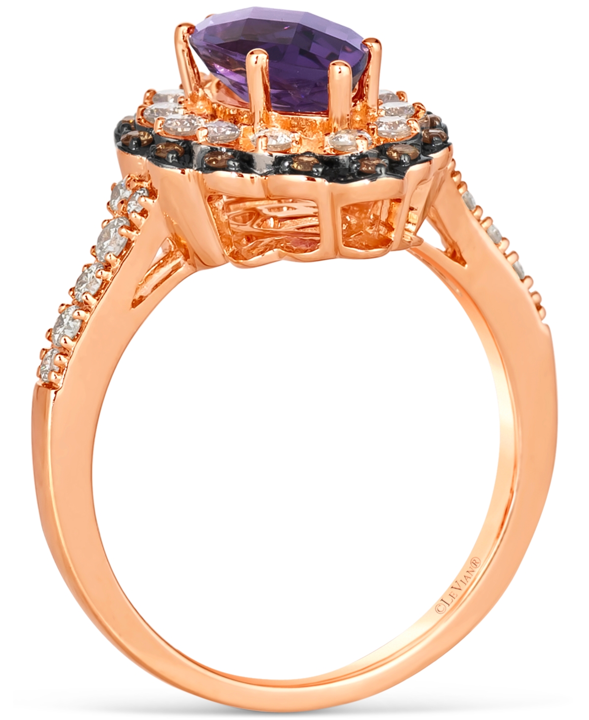 Le Vian Grape Amethyst (1-3/8 Ct. T.w.) & Diamond (3/8 Ct. T.w.) Marquise Halo Ring In 14k Rose Gold In Purple