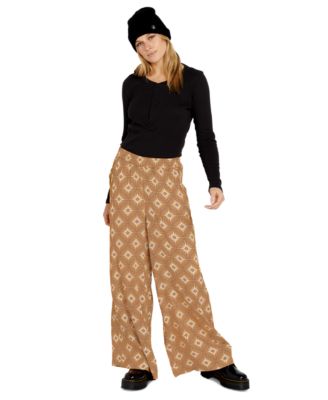Volcom - Juniors' Brohamas Printed Wide-Leg Pants