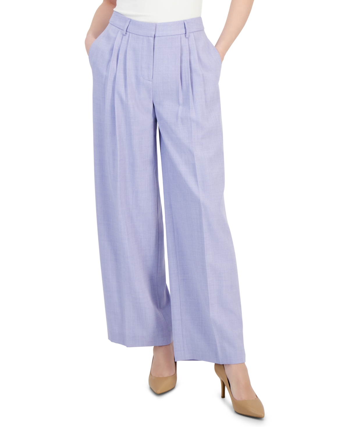 Tahari Asl Women's Pleated-waist Wide-leg Pants In Lavender
