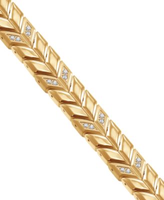 Men's Cubic Zirconia Chevron Link Bracelet in Stainless Steel
