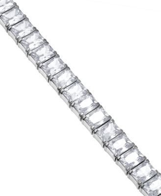 Men's Cubic Zirconia Baguette Tennis Bracelet in Stainless Steel