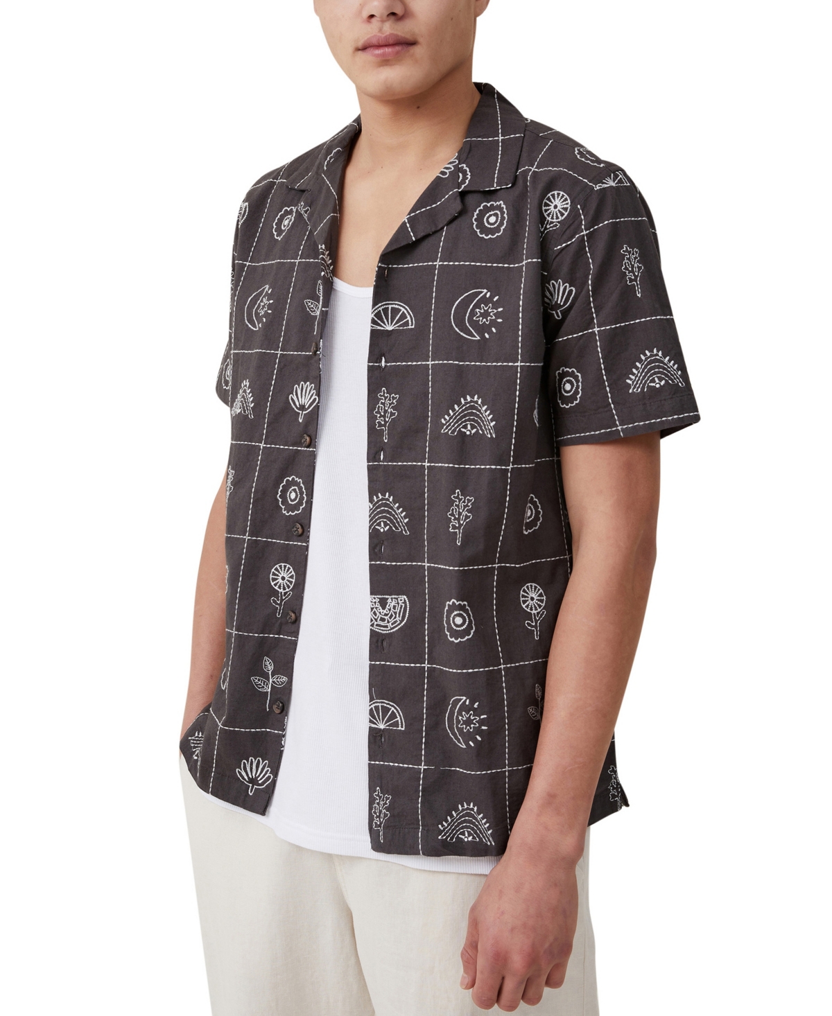 Shop Cotton On Men's Cabana Short Sleeve Shirt In Black Grid