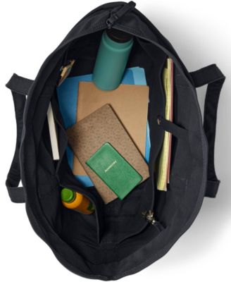 Extra Large Solid Color 5 Pocket Zip Top Long Handle Canvas Tote Bag