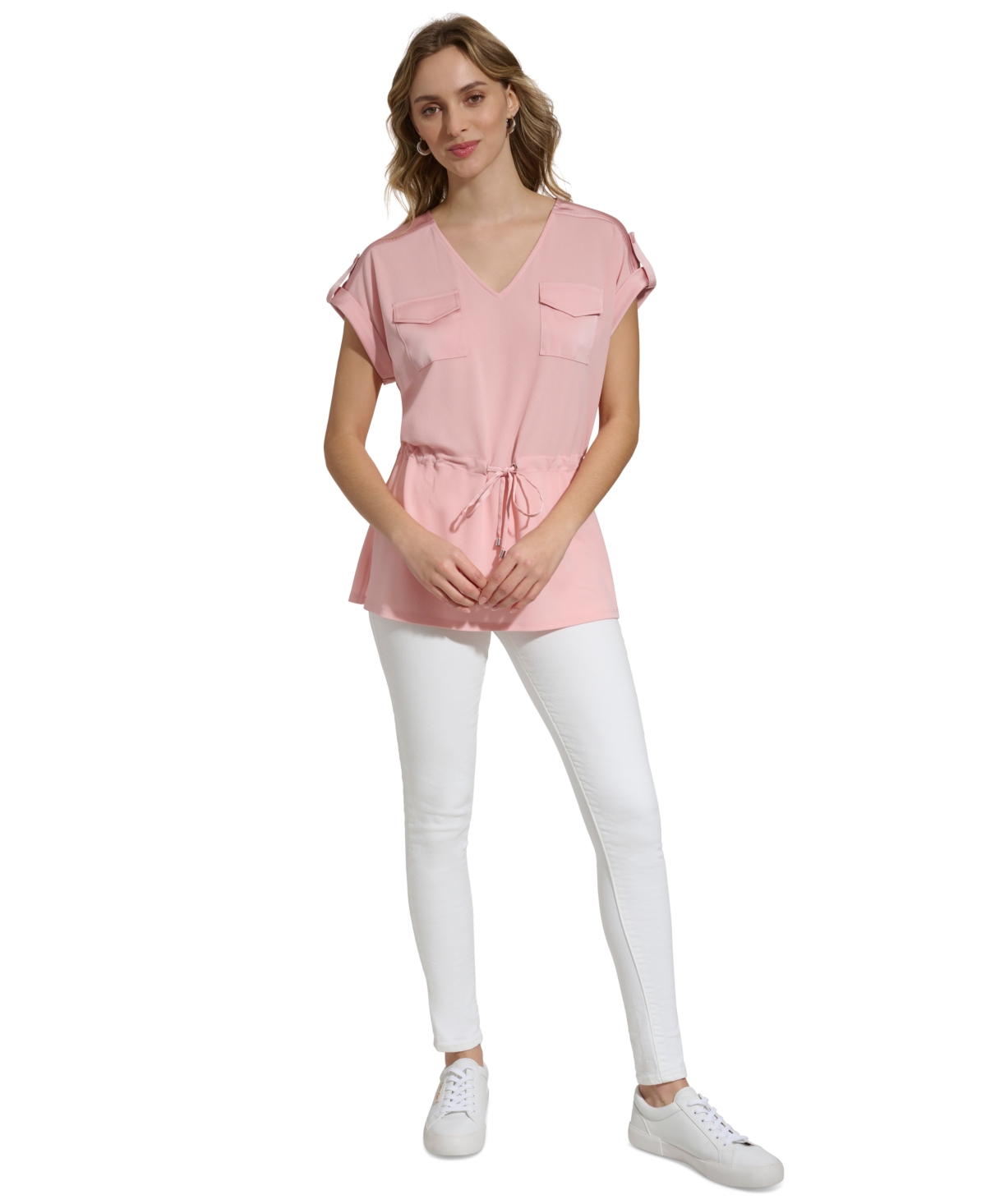 Calvin Klein Women's Short-Sleeve Drawstring Top