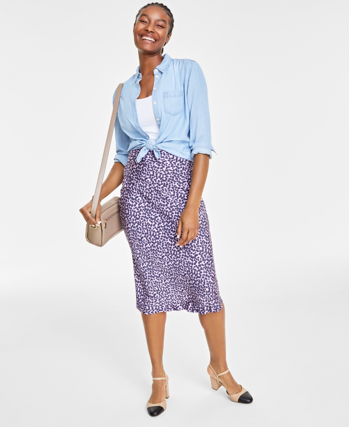 On 34th Women's Chambray Shirt, Created For Macy's In Light Spring Wash