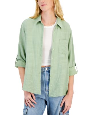 Hippie Rose - Juniors' Tie-Front Long-Sleeve Shirt