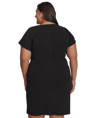 DKNY Plus Size Tulip-Sleeve Side-Pleated Scuba Crepe Dress - Macy's