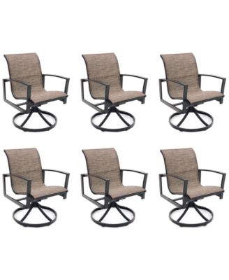 Wythburn Mix and Match Sleek Sling Outdoor Swivel Chairs, Set of 6