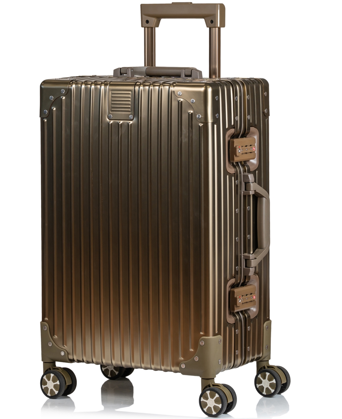 Champs Elite Hardside Carry on Luggage Titanium Gold Smart Closet