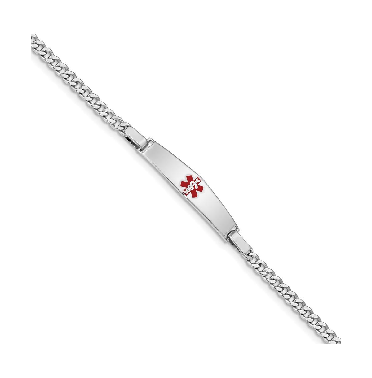 Sterling Silver Rhodium-plated Medical Id Curb Link Bracelet - Silver