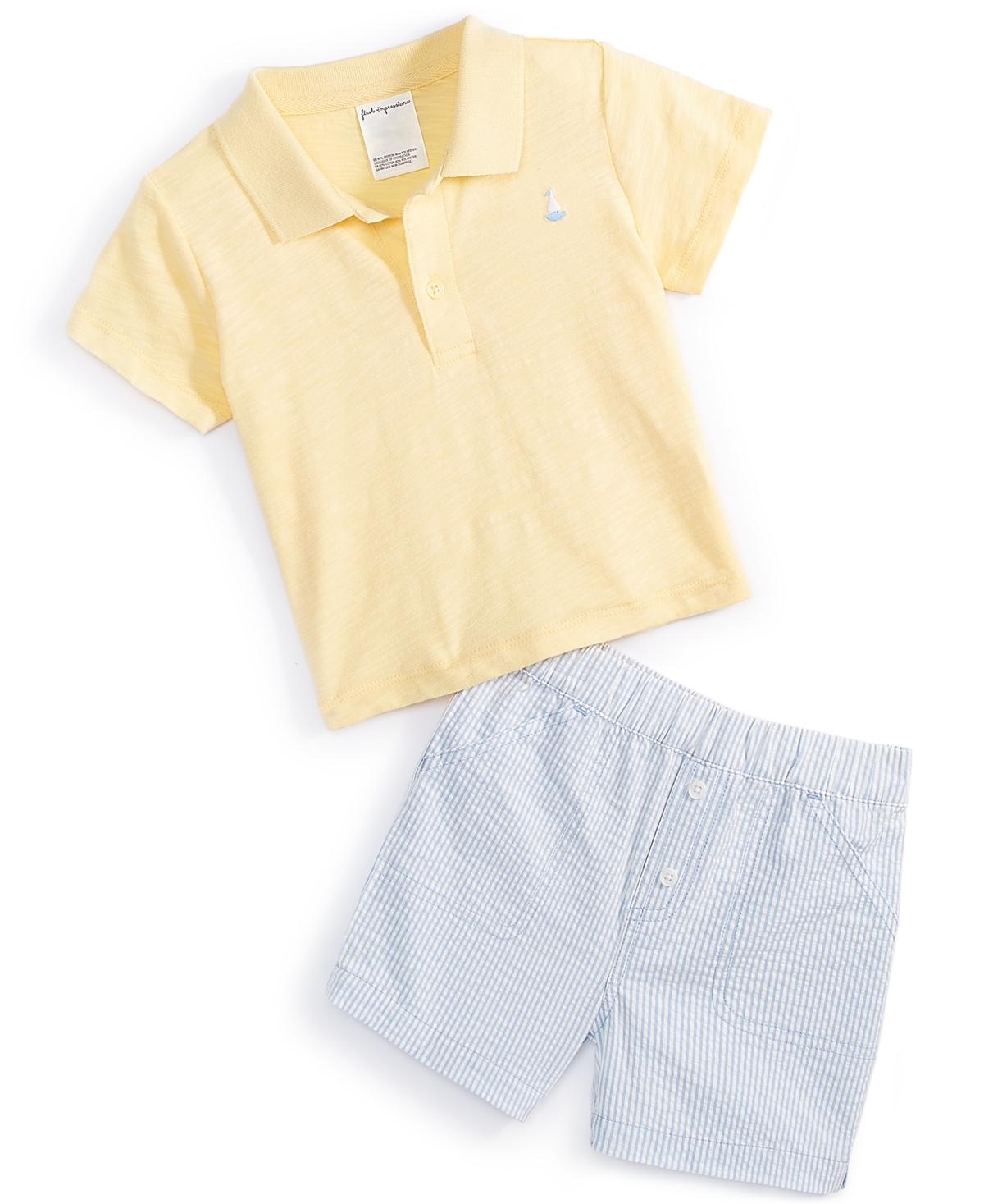 Shop First Impressions Baby Boys Collared Shirt And Seersucker Shorts, 2 Piece Set, Created For Macy's In Blue Whisper