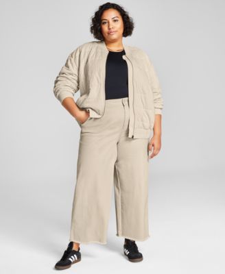 Now This Trendy Plus Size Quilted Bomber Jacket Second Skin Muscle T Shirt Mariner Wide Leg Pants