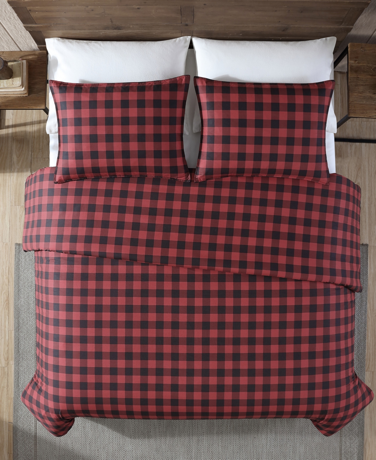 Eddie Bauer Mountain Plaid Cotton Reversible 2 Piece Duvet Cover Set, Twin In Red