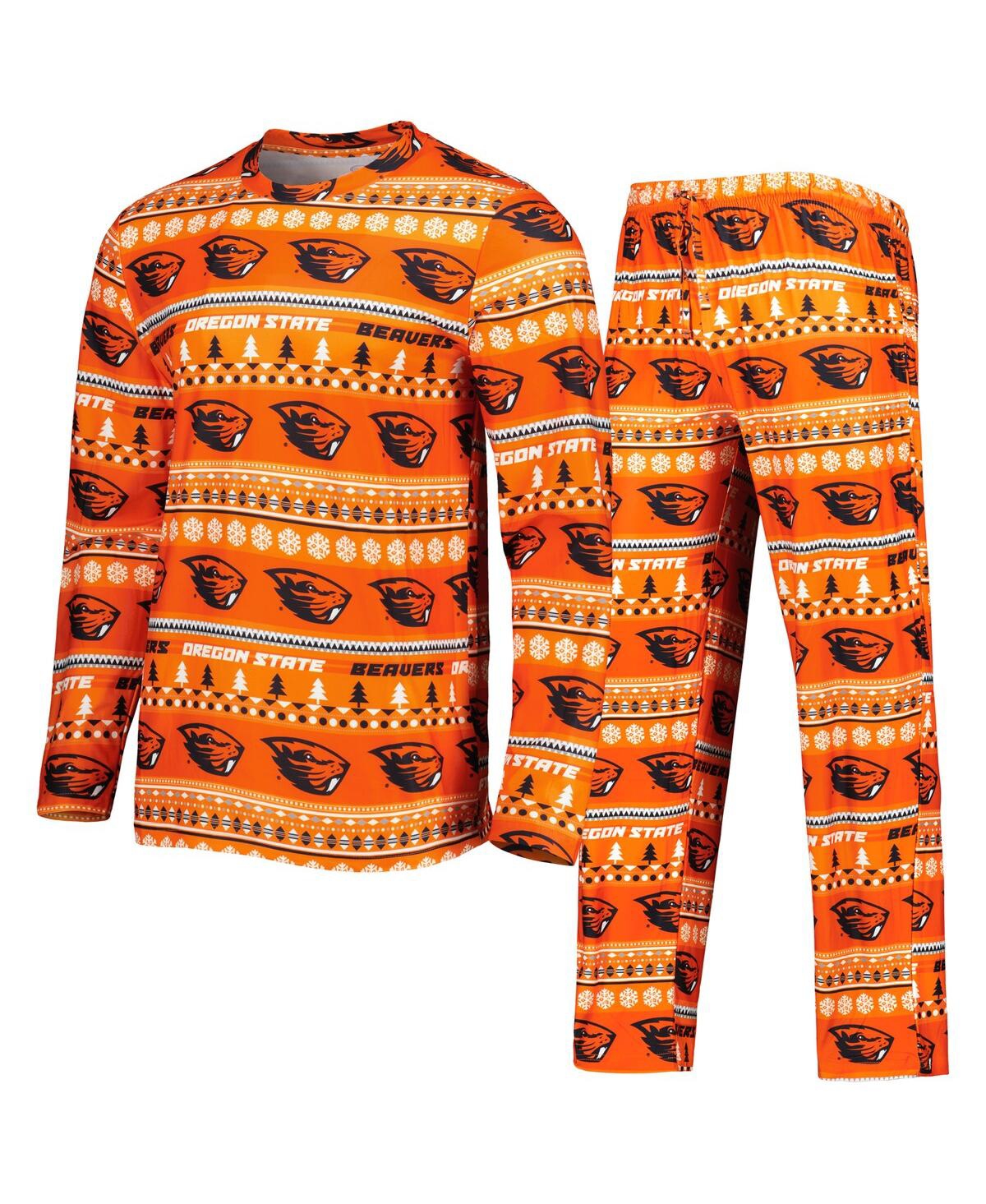 Shop Concepts Sport Men's  Orange Oregon State Beavers Swivel Long Sleeve T-shirt And Pants Sleep Set