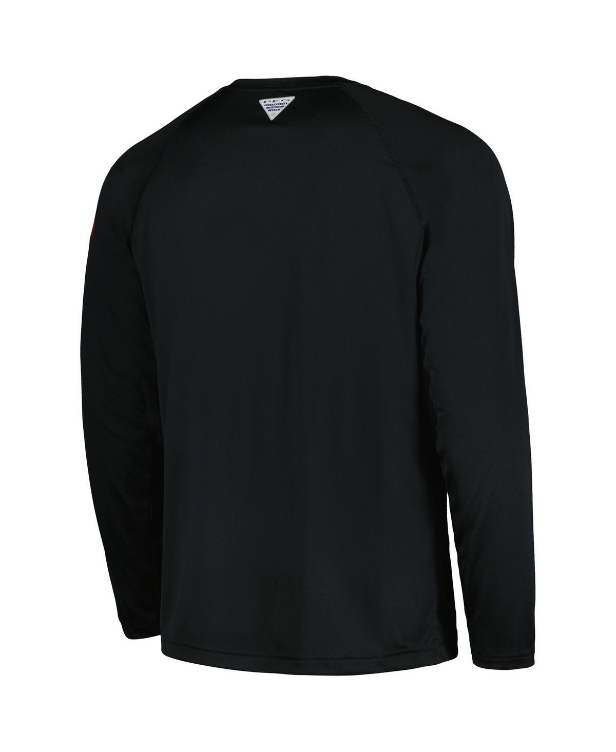 Shop Columbia Men's  Black Arkansas Razorbacks Terminal Tackle Omni-shade Raglan Long Sleeve T-shirt