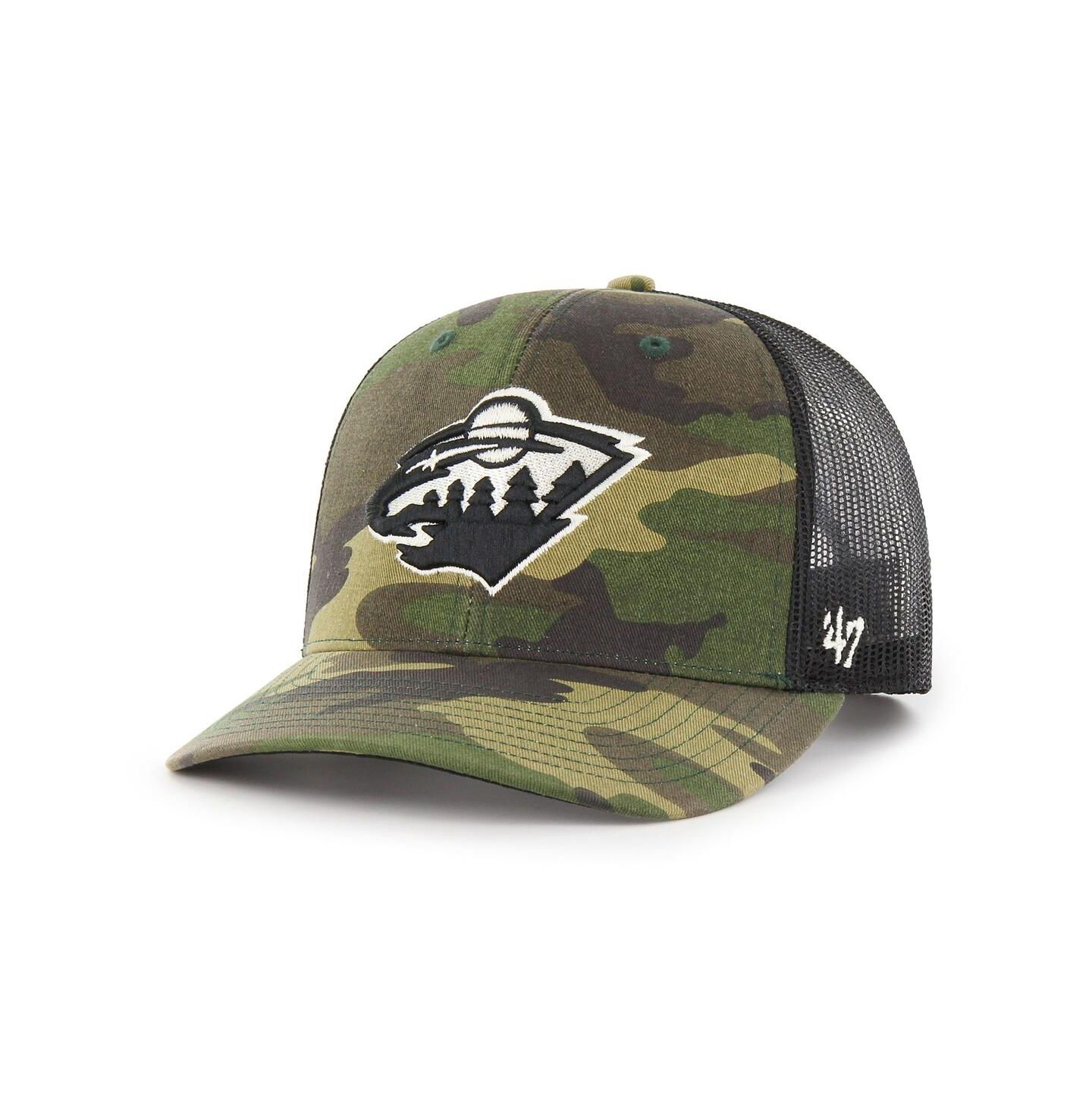 Мужская кепка '47 Brand Camo, Black Minnesota Wild Trucker Snapback Hat — фото 2