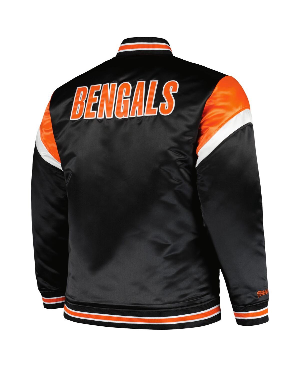 Shop Mitchell & Ness Men's  Black Distressed Cincinnati Bengals Big And Tall Satin Full-snap Jacket