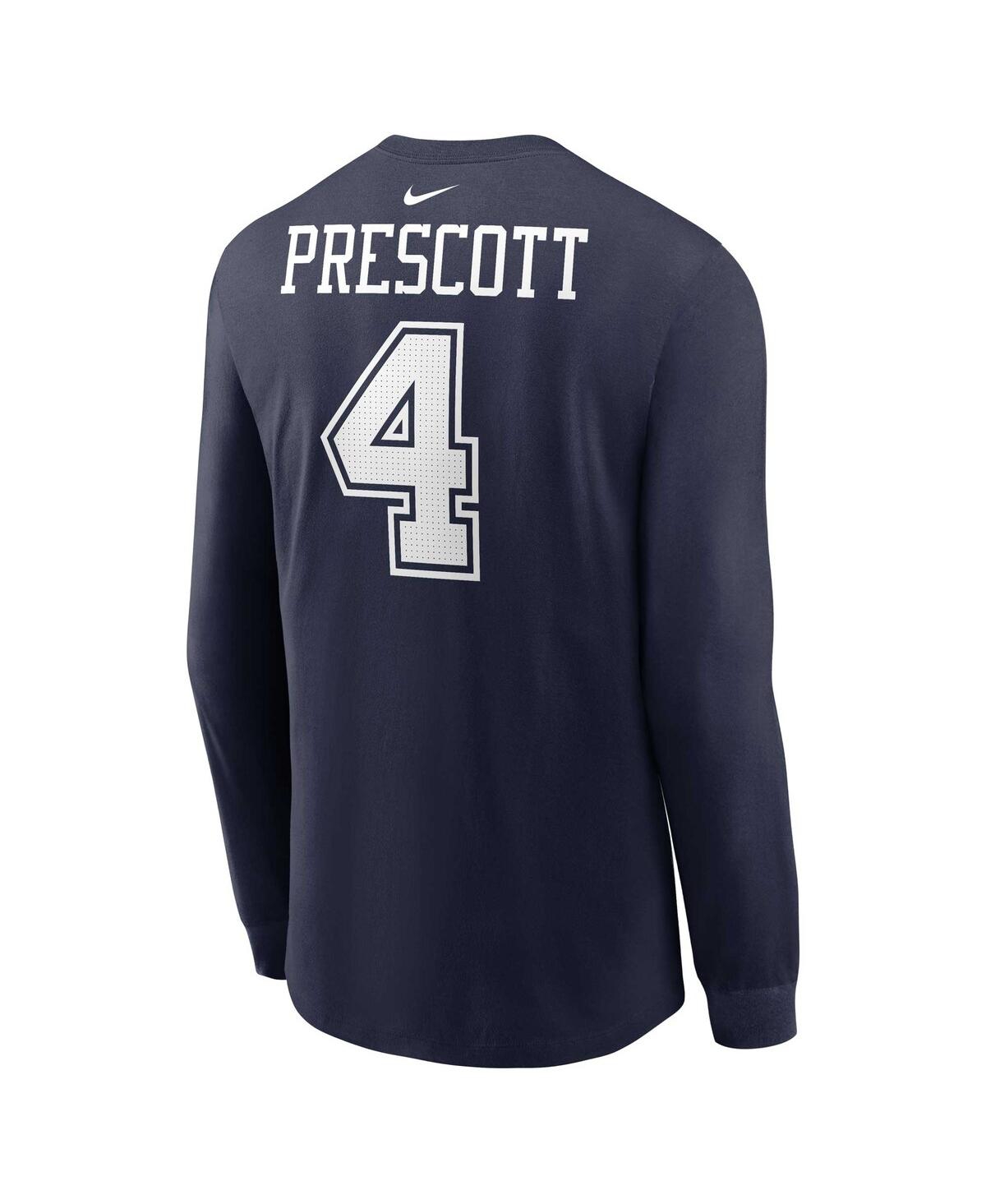 Men's Nike Dak PrescottDallas Cowboys Player Name and Number Long Sleeve T-shirt - Navy