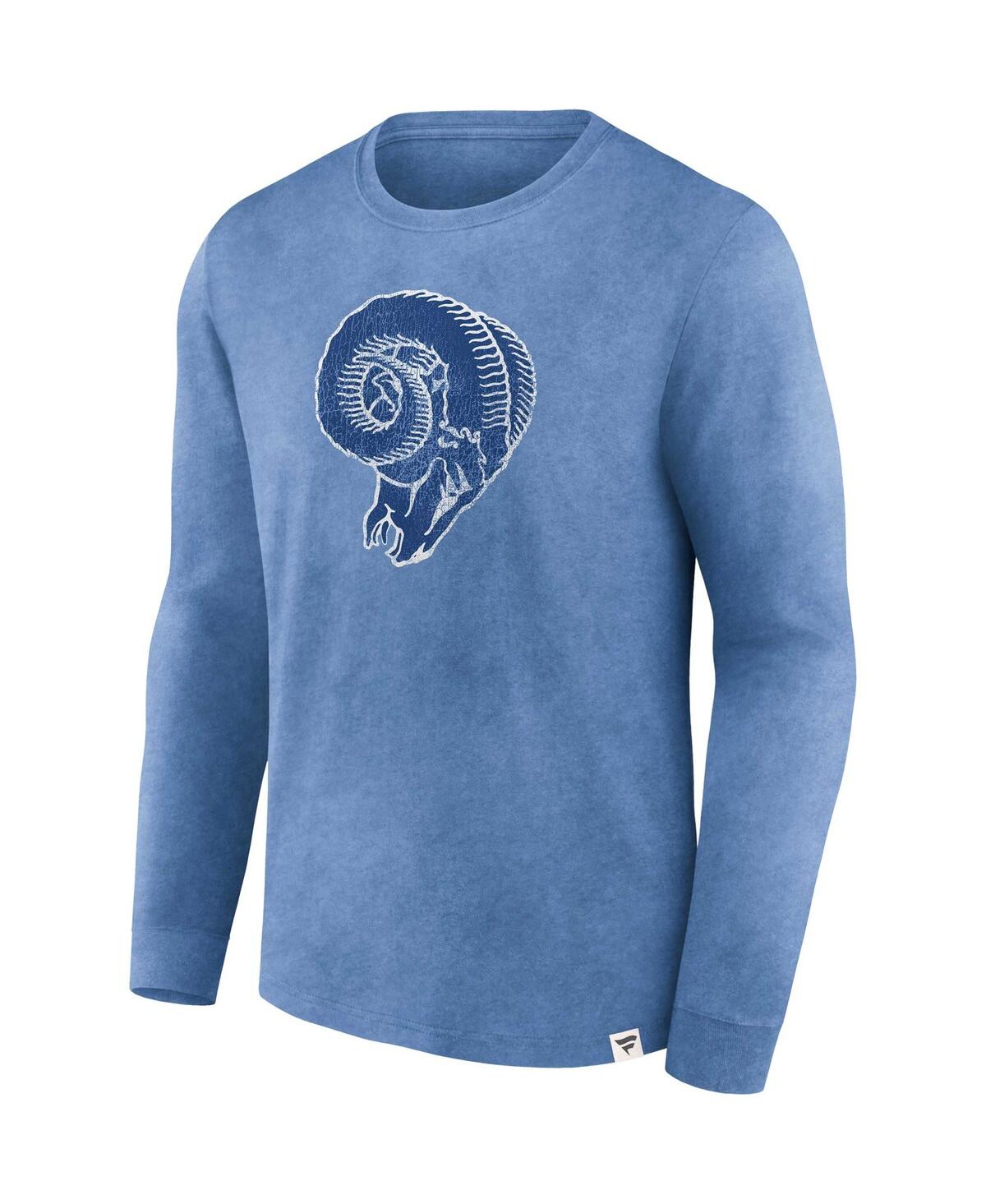 Fanatics Men's  Heather Royal Distressed Los Angeles Rams Washed Primary Long Sleeve T-shirt In Heather Royal