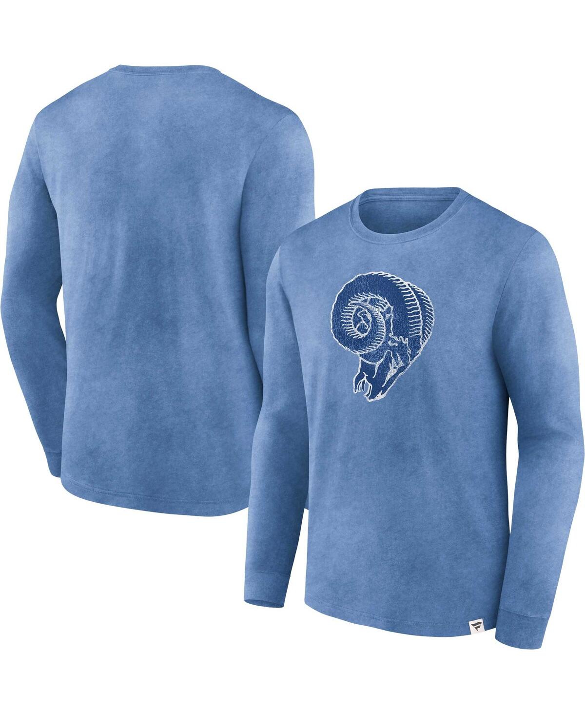 Fanatics Men's  Heather Royal Distressed Los Angeles Rams Washed Primary Long Sleeve T-shirt