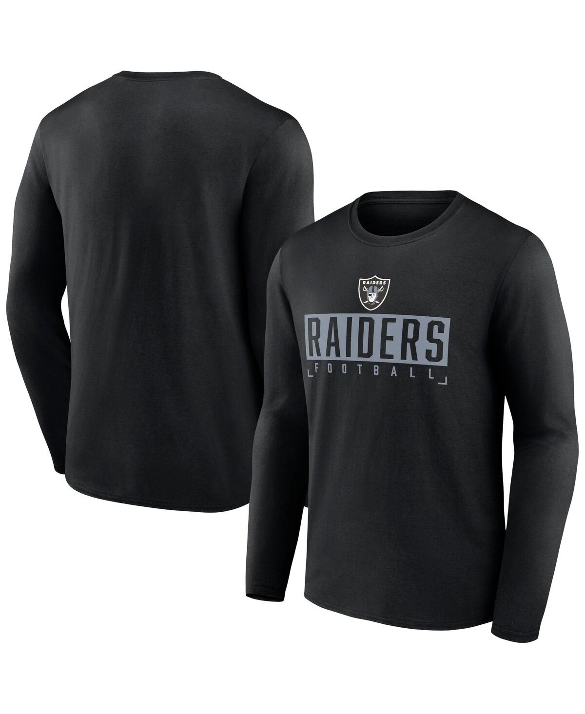 Shop Fanatics Men's  Black Las Vegas Raiders Stack The Box Long Sleeve T-shirt