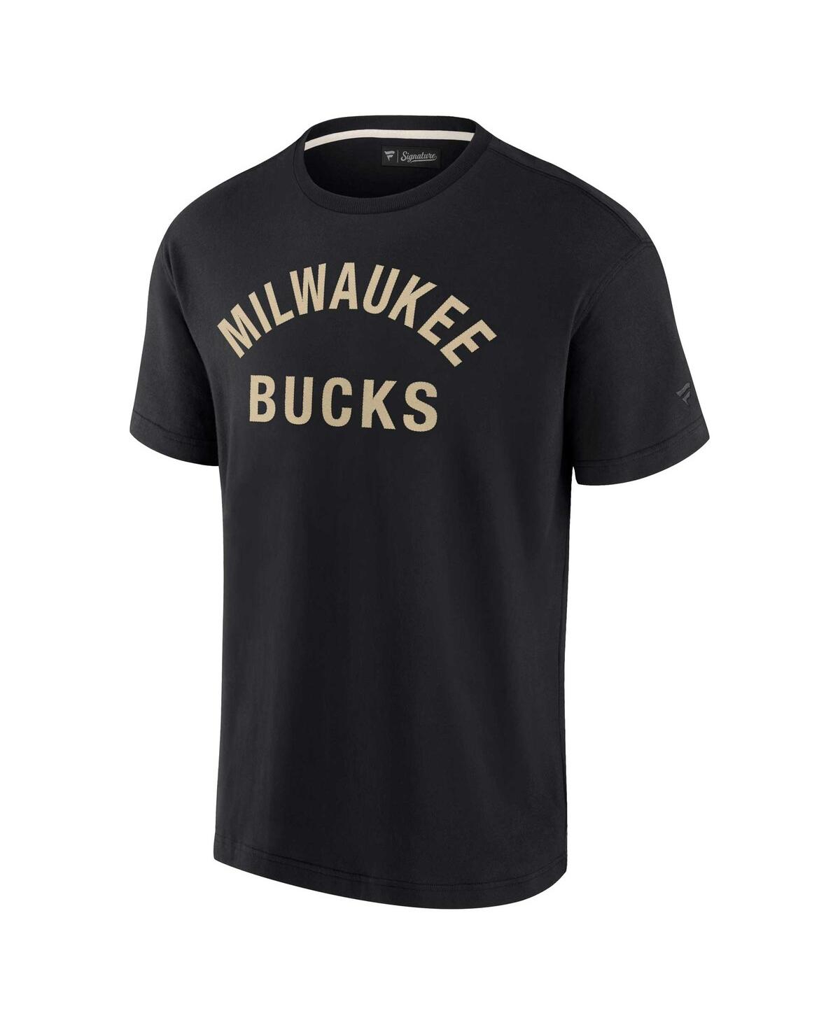 Shop Fanatics Signature Men's And Women's  Black Milwaukee Bucks Super Soft T-shirt