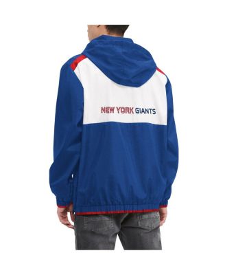 Men's Royal, White New York Giants Carter Half-Zip Hooded Top