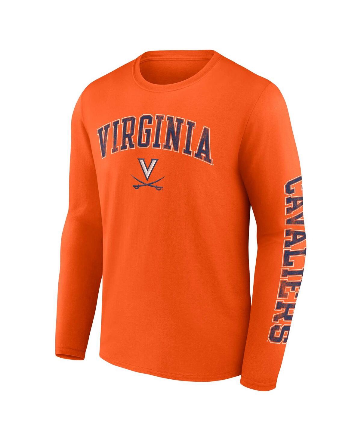 Shop Fanatics Men's  Orange Virginia Cavaliers Distressed Arch Over Logo Long Sleeve T-shirt