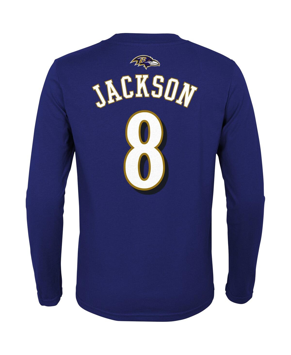 Shop Outerstuff Big Boys Lamar Jackson Purple Baltimore Ravens Mainliner Player Name And Number Long Sleeve T-shirt
