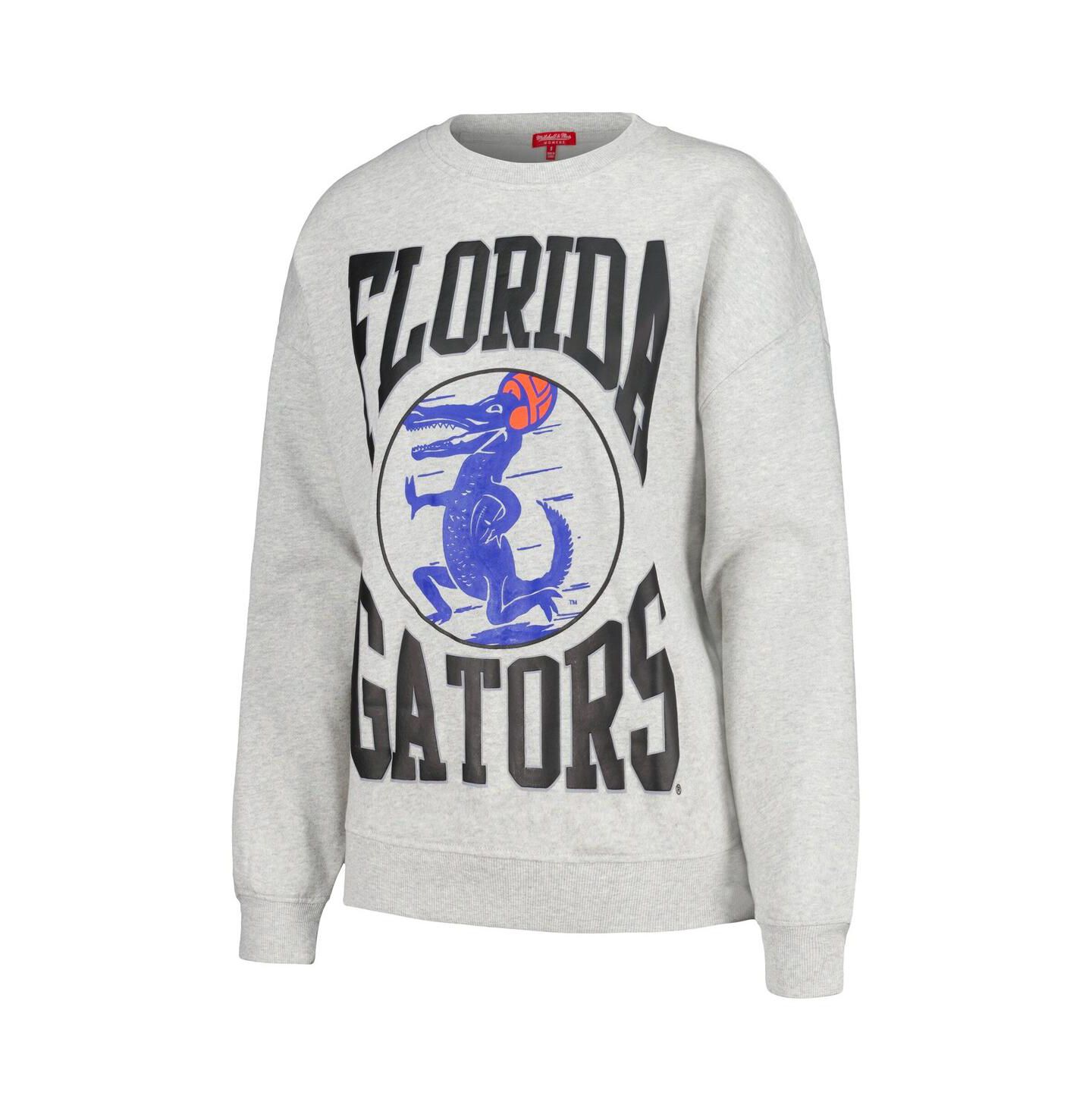 Женская толстовка Mitchell & Ness Heather Gray Florida Gators Oversized Logo Lightweight Pullover — фото 4