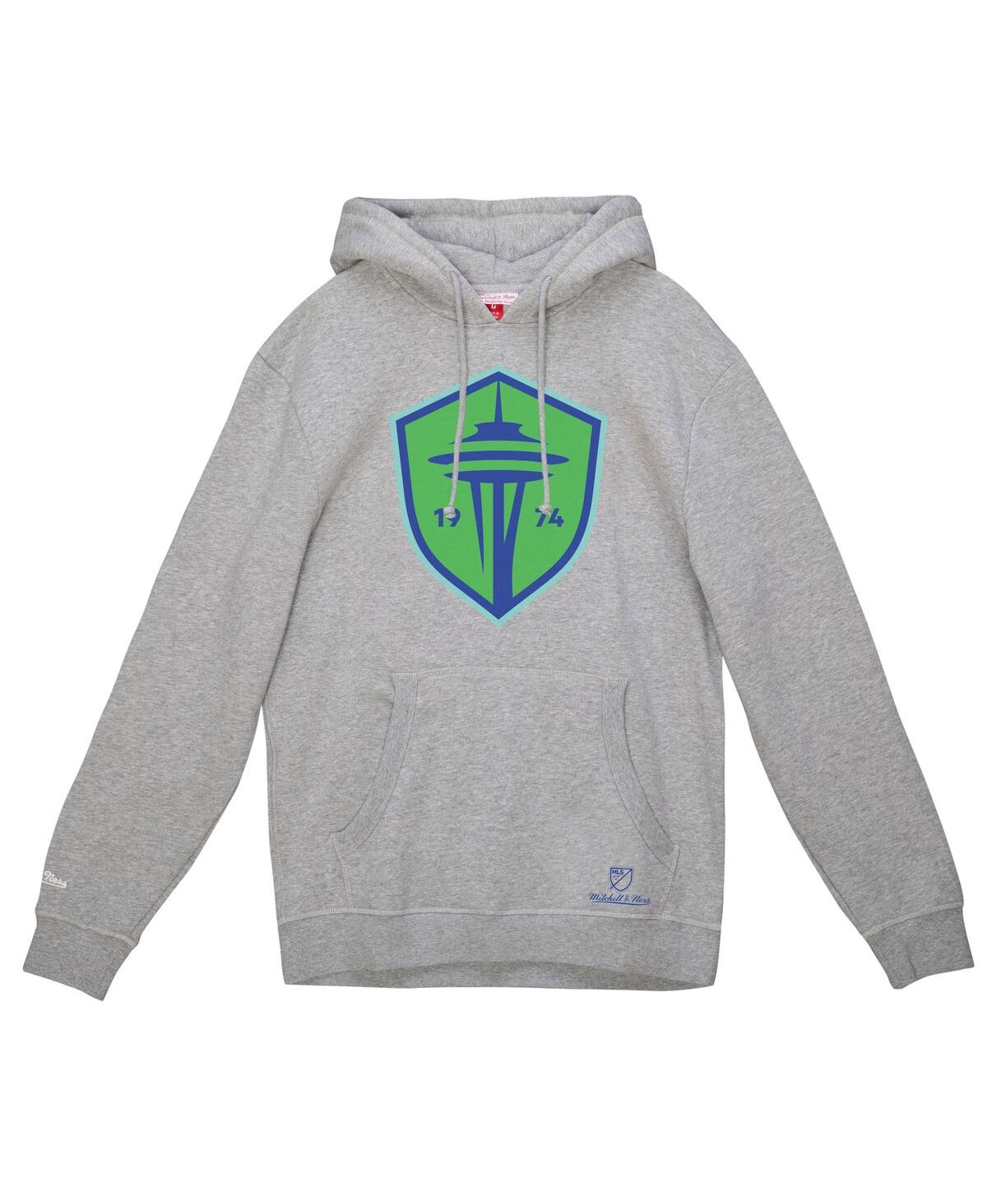 Men's Mitchell & NessSeattle Sounders Fc Primary Logo Pullover Hoodie - Heather Gray
