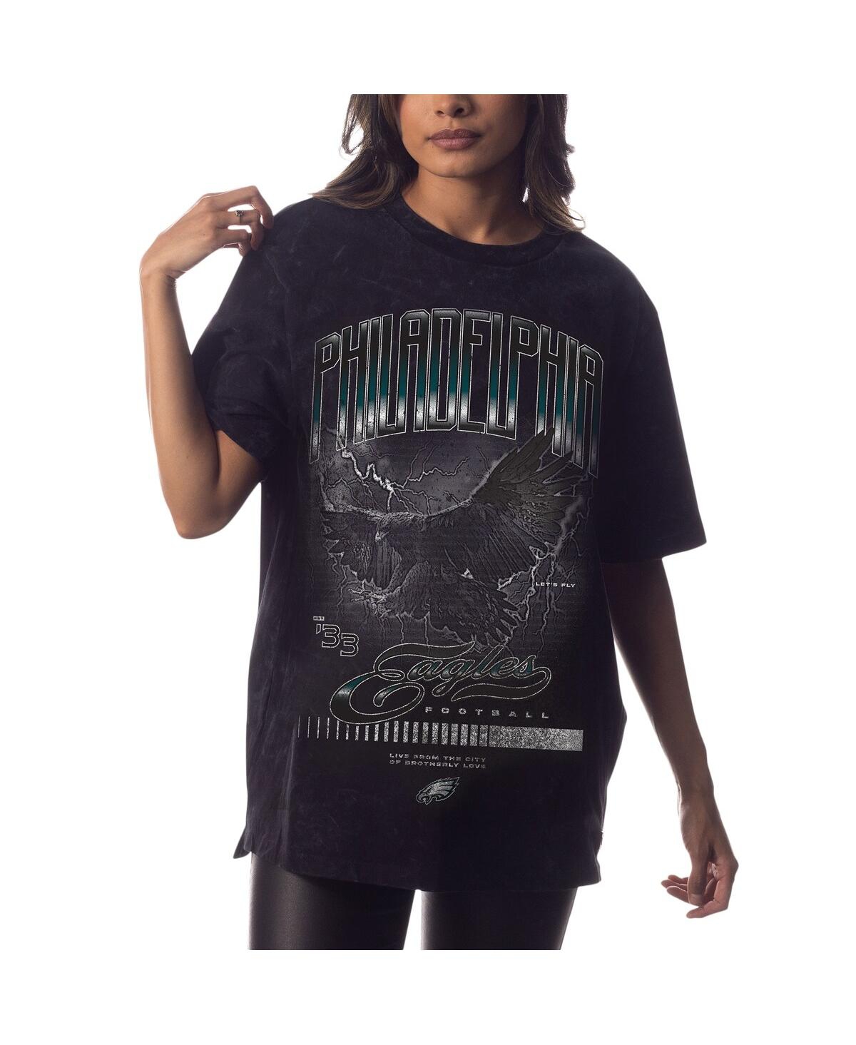 Shop The Wild Collective Men's And Women's  Black Distressed Philadelphia Eagles Tour Band T-shirt