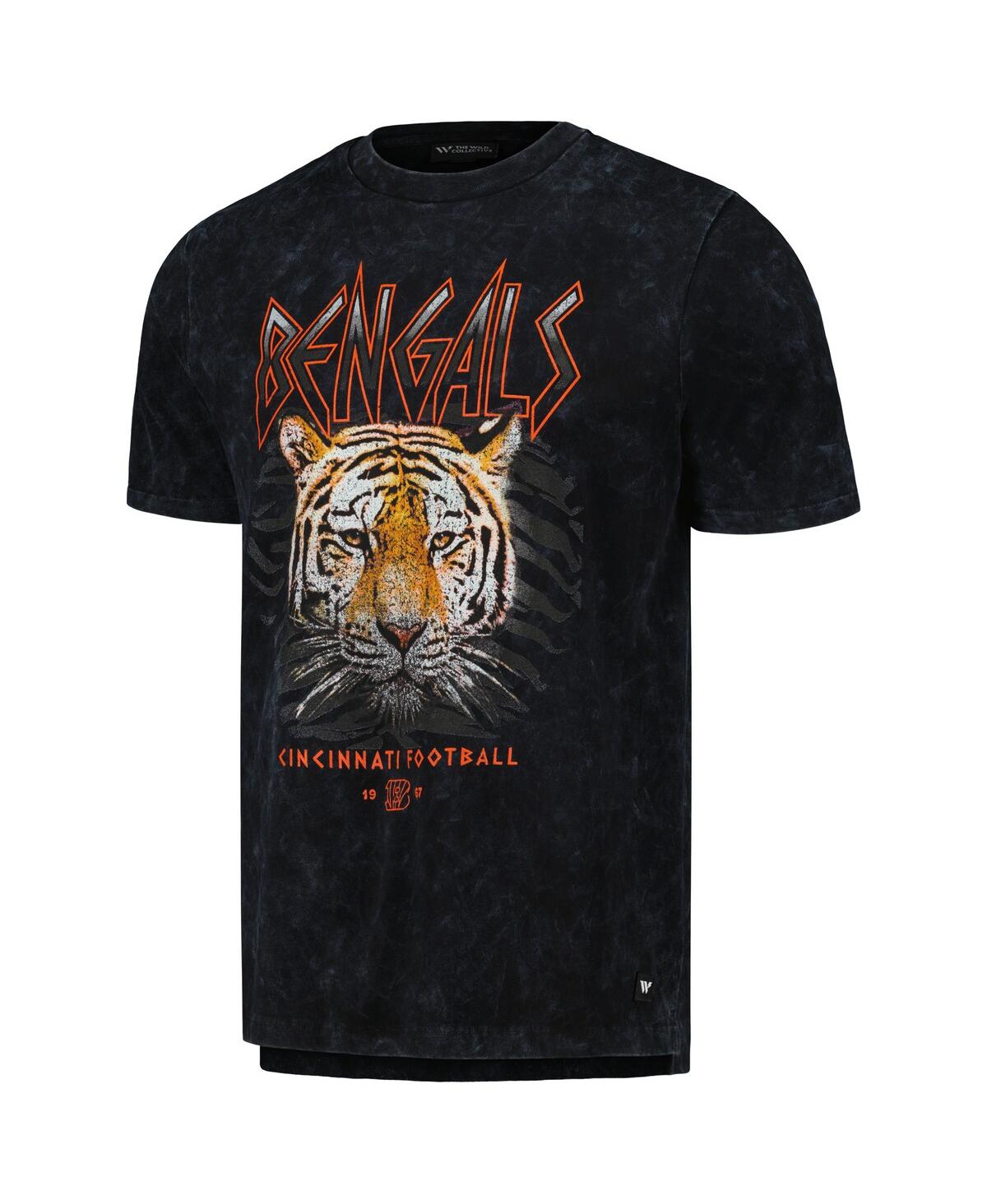 Shop The Wild Collective Men's And Women's  Black Distressed Cincinnati Bengals Tour Band T-shirt