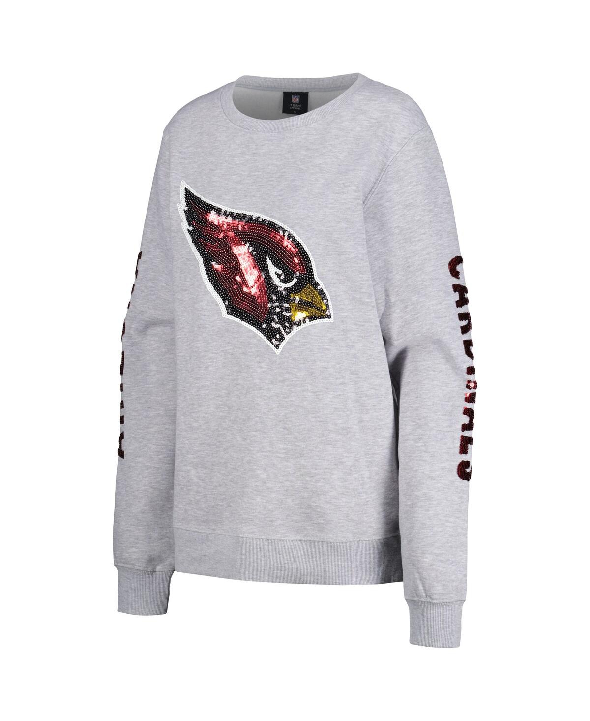 Shop Cuce Women's  Heather Gray Arizona Cardinals Sequined Logo Pullover Sweatshirt