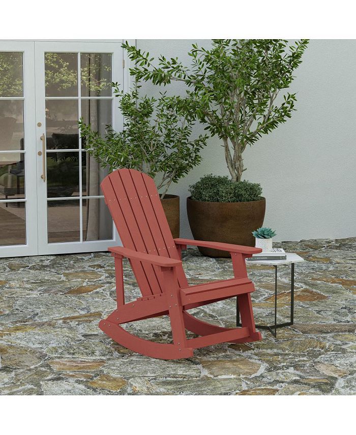MERRICK LANE Atlantic AllWeather Polyresin Adirondack Rocking Chair