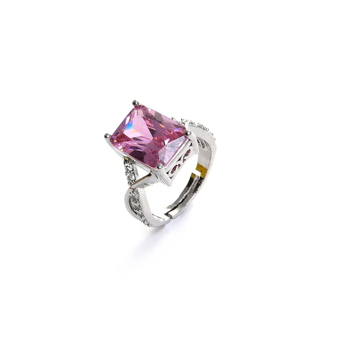 Women's Pink Crystal Cocktail Ring - Pink