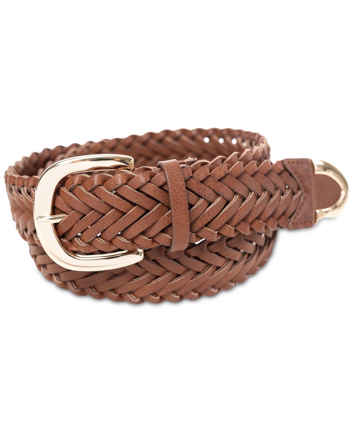 Shop Style & Co Braided Belt With Metal Buckle In Brown
